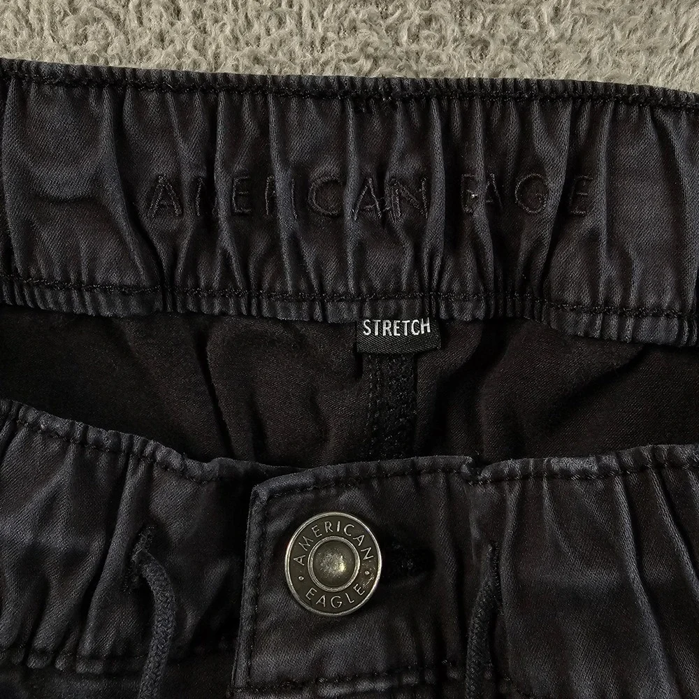 American Eagle Womens Black Utility Jogger Pants Size 14 Regular Zipper Ankle